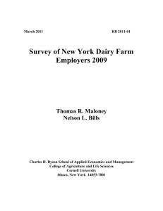 Survey of New York Dairy Farm Employers 2009  Thomas R. Maloney