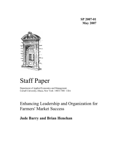 Staff Paper Enhancing Leadership and Organization for  Jude Barry and Brian Henehan
