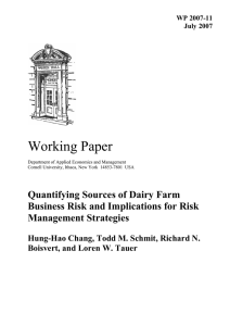 Working Paper Quantifying Sources of Dairy Farm Management Strategies