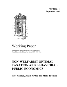 Working Paper NON-WELFARIST OPTIMAL TAXATION AND BEHAVIORAL PUBLIC ECONOMICS