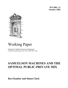 Working Paper SAMUELSON MACHINES AND THE OPTIMAL PUBLIC-PRIVATE MIX