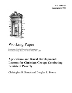 Working Paper Agriculture and Rural Development: Lessons for Christian Groups Combating Persistent Poverty