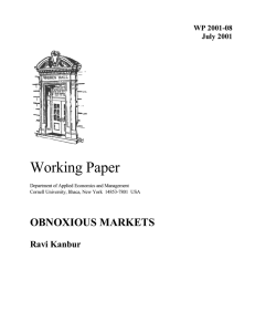 Working Paper OBNOXIOUS MARKETS Ravi Kanbur WP 2001-08