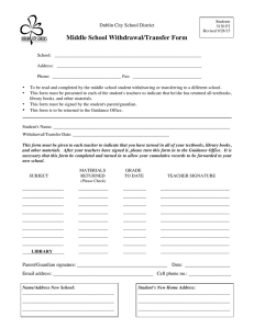 Middle School Withdrawal/Transfer Form Dublin City School District