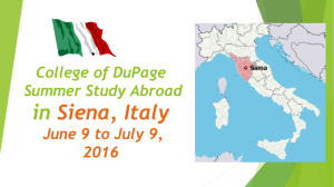 in Siena, Italy College of DuPage Summer Study Abroad