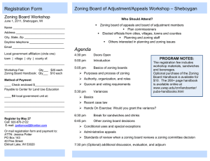 Registration Form – Sheboygan Zoning Board of Adjustment/Appeals Workshop Zoning Board Workshop