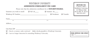 Winthrop University Admissions EnrollmEnt FEE CArd