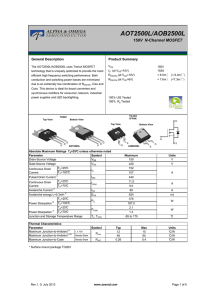 AOT2500L/AOB2500L 150V N-Channel MOSFET General Description Product Summary