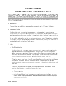 WINTHROP UNIVERSITY  NON-DISCRIMINATION and ANTI-HARASSMENT POLICY