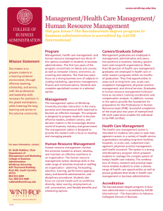 Management/Health Care Management/ Human Resource Management college of business