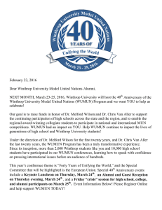 February 23, 2016 Dear Winthrop University Model United Nations Alumni,