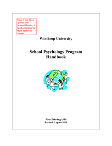 School Psychology Program Handbook Winthrop University