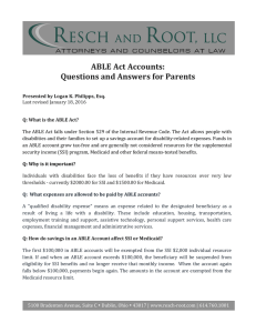 ABLE	Act	Accounts: Questions	and	Answers	for	Parents