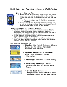 Cold War to Present Library Pathfinder Library Search Tips