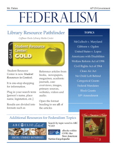 FEDERALISM Library Resource Pathfinder
