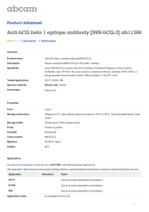 Anti-hCG beta 1 epitope antibody [INN-hCG-2] ab11388