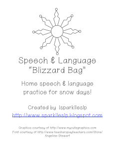 Speech &amp; Language “Blizzard Bag” Home speech &amp; language practice for snow days!