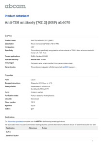 Anti-TSH antibody [7G12] (HRP) ab6070 Product datasheet Overview Product name