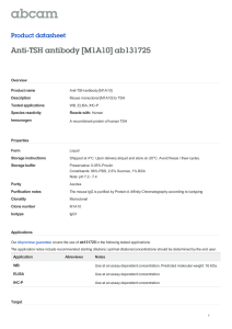 Anti-TSH antibody [M1A10] ab131725 Product datasheet Overview Product name