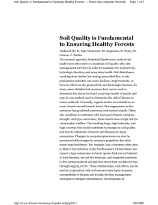 Soil Quality is Fundamental to Ensuring Healthy Forests Page 1 of 3