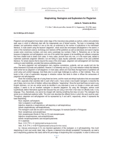 Skaplonking: Neologism and Euphemism for Plagiarism Jaime A. Teixeira da Silva