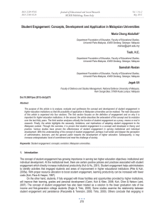 Student Engagement: Concepts, Development and Application in Malaysian Universities