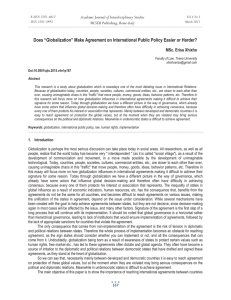 Does “Globalization” Make Agreement on International Public Policy Easier or... Academic Journal of Interdisciplinary Studies MCSER Publishing, Rome-Italy MSc. Erisa Xhixho