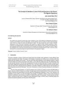 The Concept of Liberation in Luke 4:16-22 and Exorcism in... The Nigerian Experience Academic Journal of Interdisciplinary Studies MCSER Publishing, Rome-Italy