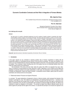Economic Coordination Contracts and their Role in Integration of Farmers... Academic Journal of Interdisciplinary Studies MCSER Publishing, Rome-Italy MSc. Eglantina Pazaj