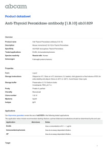 Anti-Thyroid Peroxidase antibody [1.B.10] ab31829 Product datasheet Overview Product name