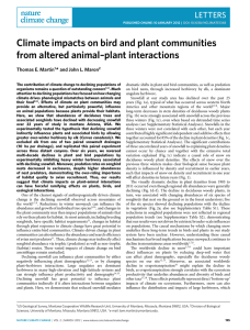 Climate impacts on bird and plant communities from altered animal–plant interactions LETTERS *