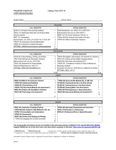 PROGRAM CHECKLIST  Catalog Years 2015-16 LD/ED Special Education