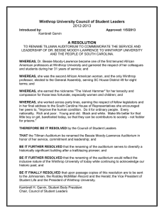 Winthrop University Council of Student Leaders A RESOLUTION 2012-2013