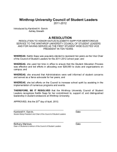 Winthrop University Council of Student Leaders A RESOLUTION 2011-2012