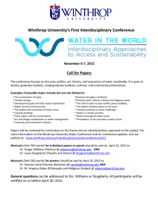 Winthrop University’s First Interdisciplinary Conference Call for Papers November 6-7, 2015