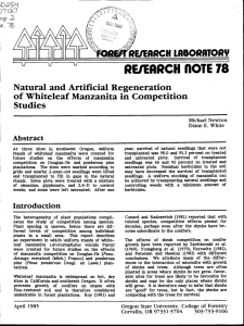 REIERRCH none 78 Natural and Artificial Regeneration of Whiteleaf Manzanita in Competition Studies