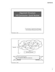 Argument Structure VII) Conclusion: Quick Review 8/20/2010