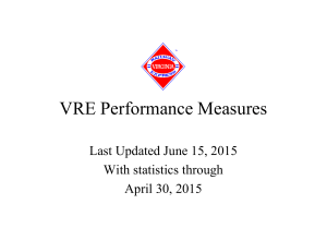 VRE Performance Measures Last Updated June 15, 2015 With statistics through