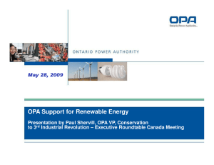 OPA Support for Renewable Energy
