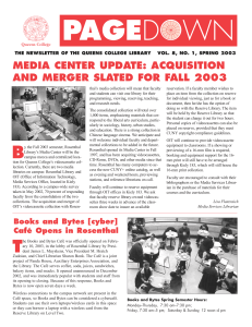 MEDIA CENTER UPDATE: ACQUISITION AND MERGER SLATED FOR FALL 2003
