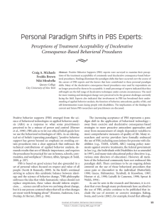 Personal Paradigm Shifts in PBS Experts: Consequence-Based Behavioral Procedures