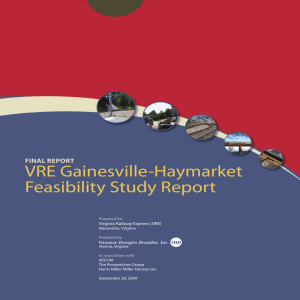 VRE Gainesville-Haymarket Feasibility Study Report FINAL REPORT Virginia Railway Express (VRE)