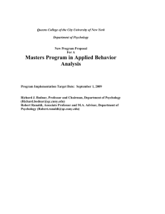 Masters Program in Applied Behavior Analysis