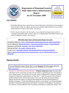 Department of Homeland Security Daily Open Source Infrastructure Report for 25 November 2005