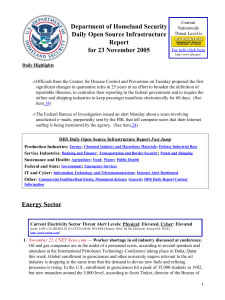 Department of Homeland Security Daily Open Source Infrastructure Report for 23 November 2005