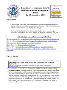 Department of Homeland Security Daily Open Source Infrastructure Report for 07 November 2005
