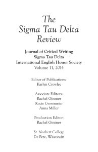 The Sigma Tau Delta Review Journal of Critical Writing
