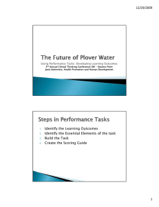 12/29/2009 Using Performance Tasks: Developing Learning Outcomes