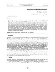Empowerment in a Mental Health Institution Academic Journal of Interdisciplinary Studies