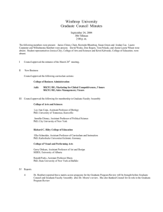Winthrop  University Graduate  Council  Minutes September 24, 2004 306 Tillman